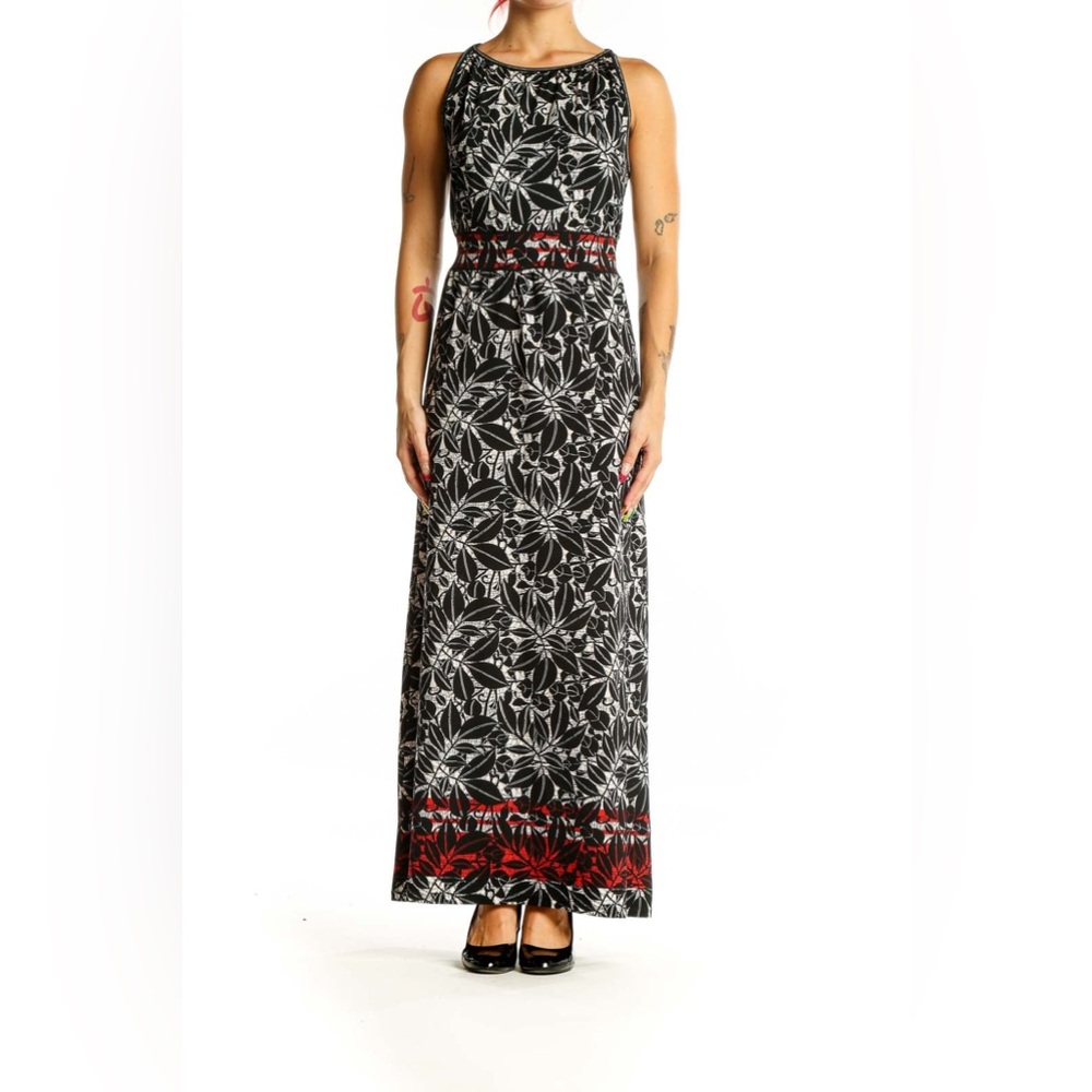 MAX STUDIO Black Floral Print Maxi Dress NWOT Size X-Small